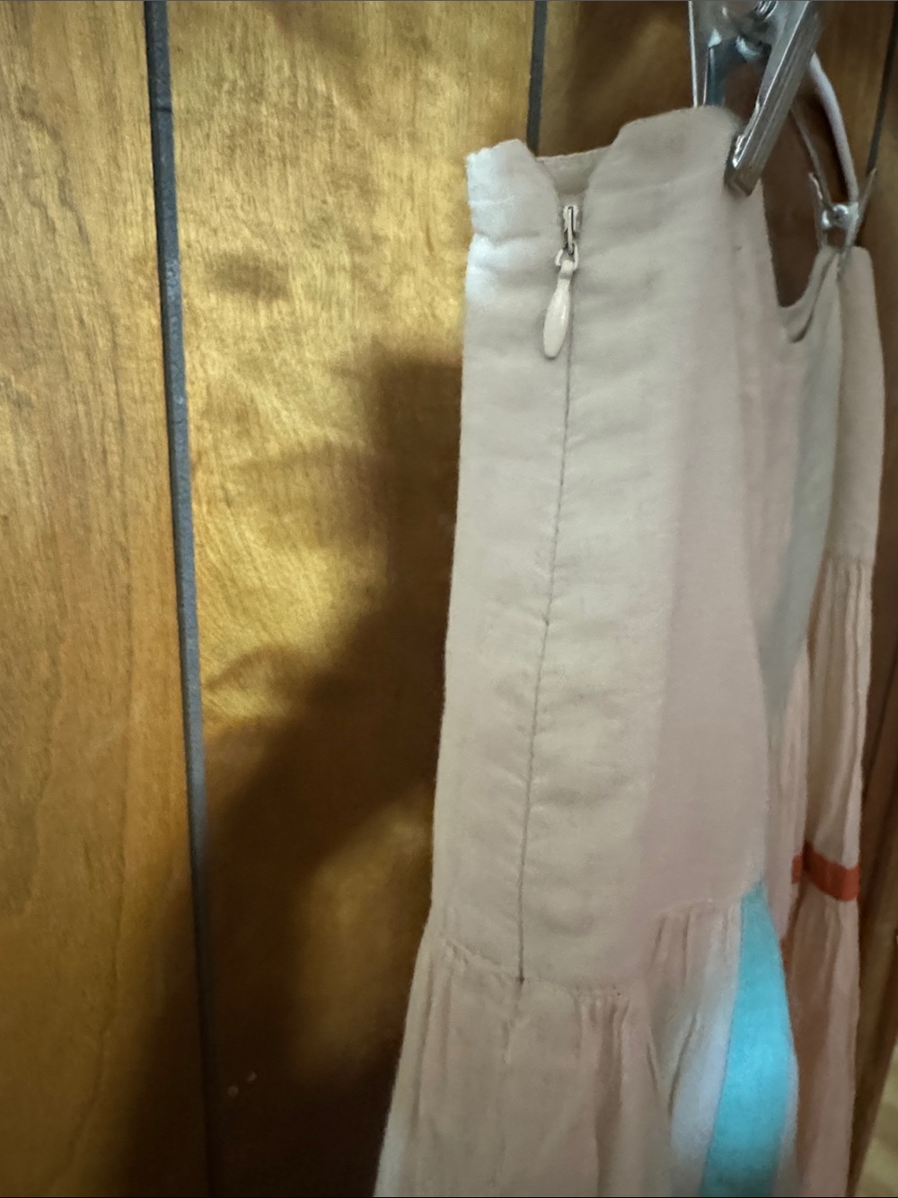 For The Republic Ivory Tiered Cotton Skirt with Orange and Teal Trim - Picture 4 of 4